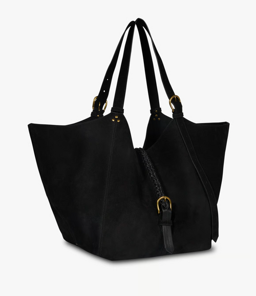 Genuine Leather Shopper - Black & Bronze
